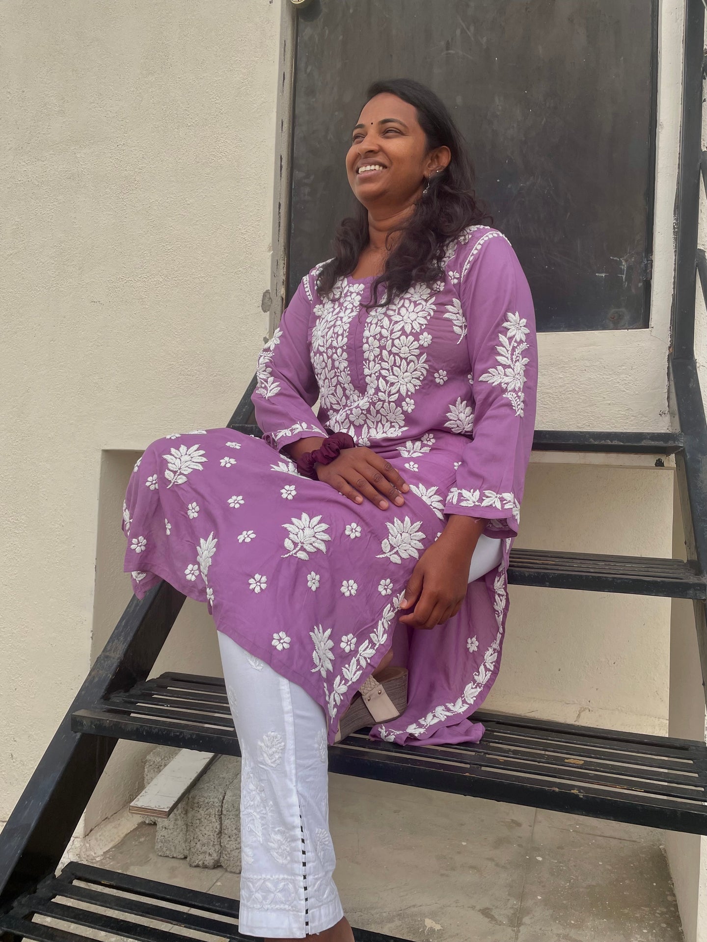 White Chikankari Pant
